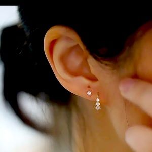 Sterling Silver Hypoallergenic Zircon Stud Earrings